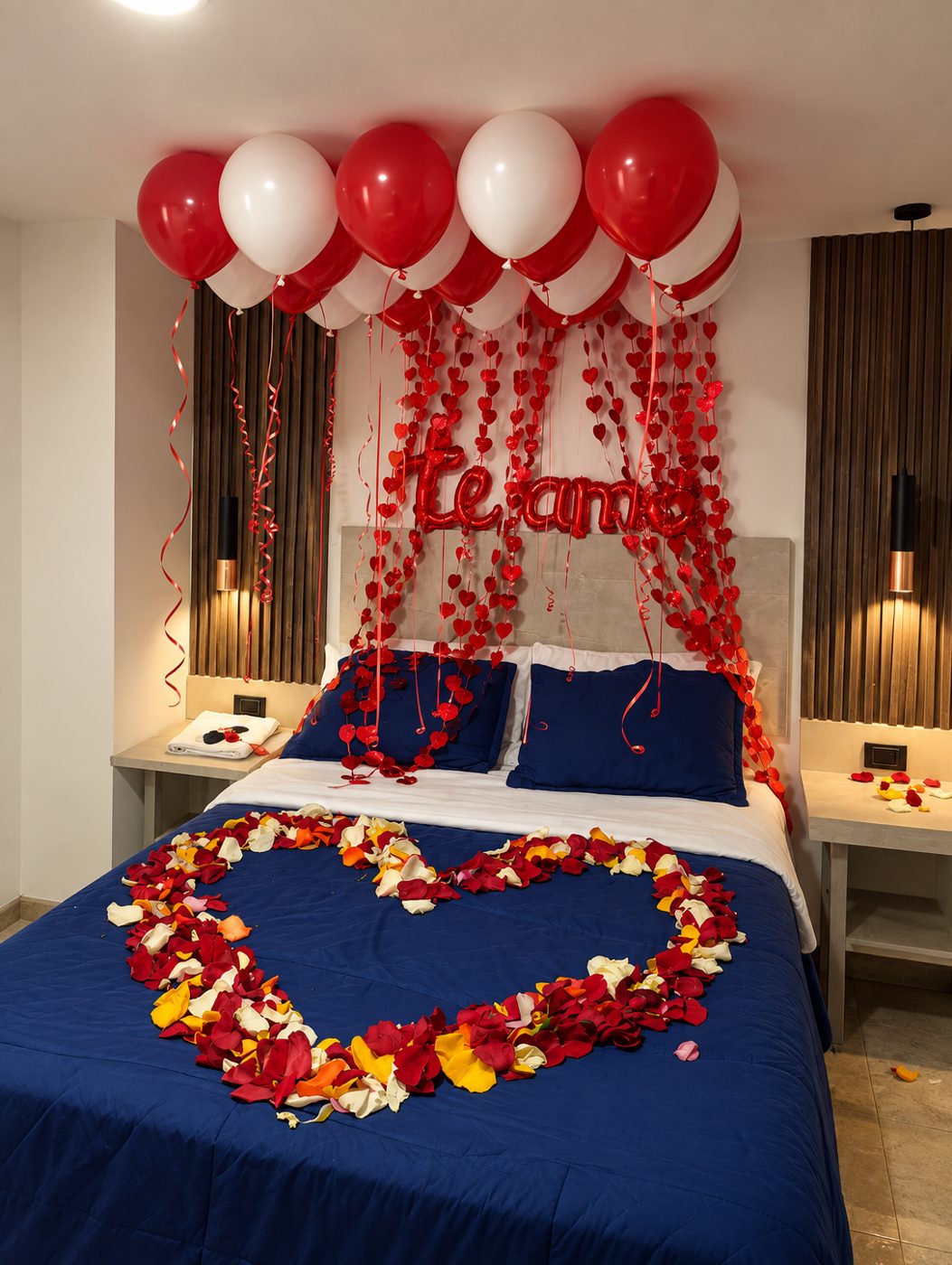 Habitación decorada para un plan romántico